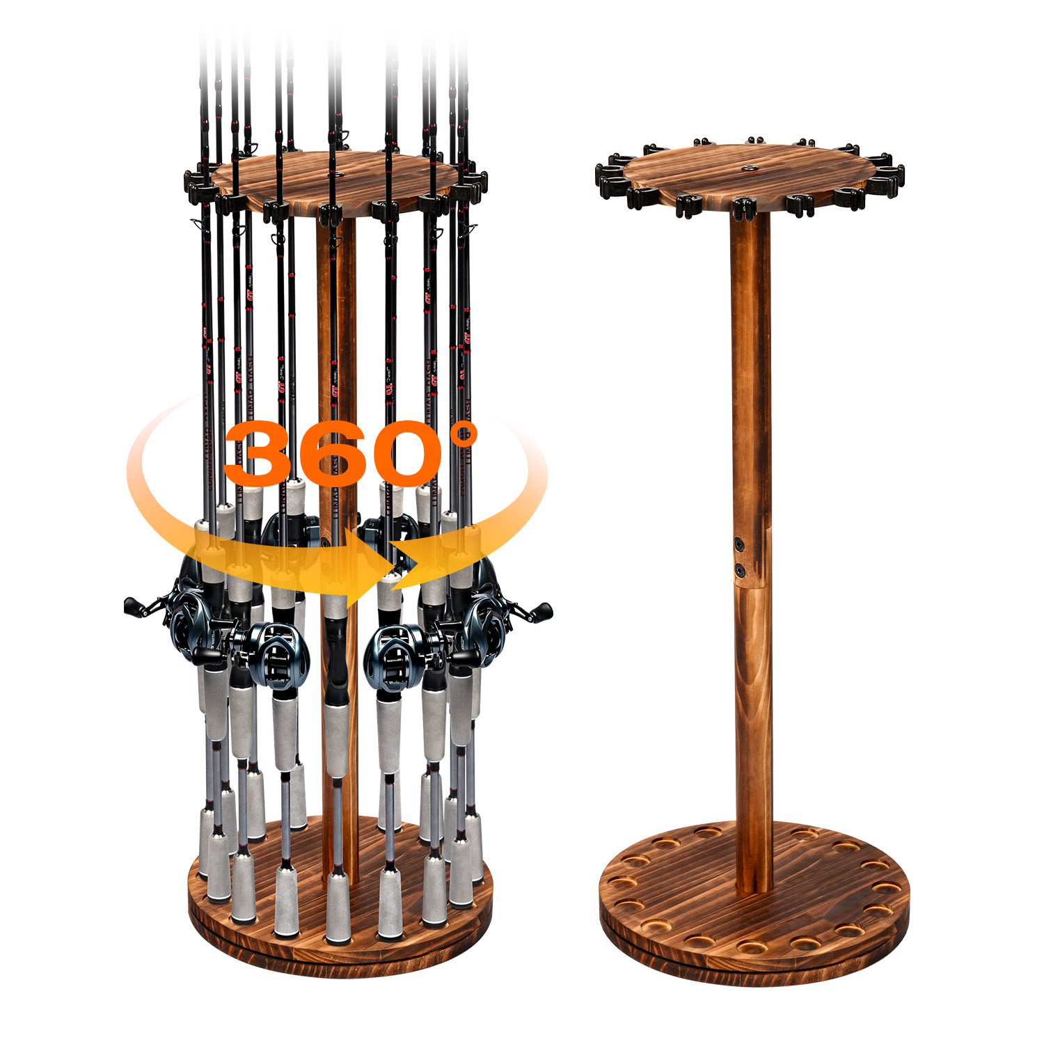 Round Carbonized Wood Fishing  - Fishing Rod Pod review and price