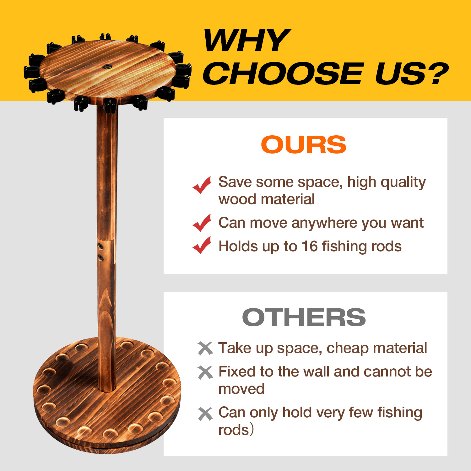 Round Carbonized Wood Fishing  - Fishing Rod Pod review and price
