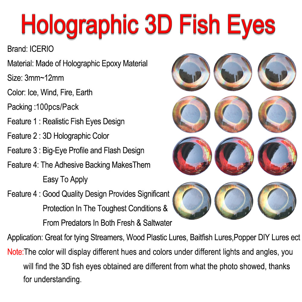 ICERIO 100PCS  Holographic 3D  - Fishing Equipment Fly review and price